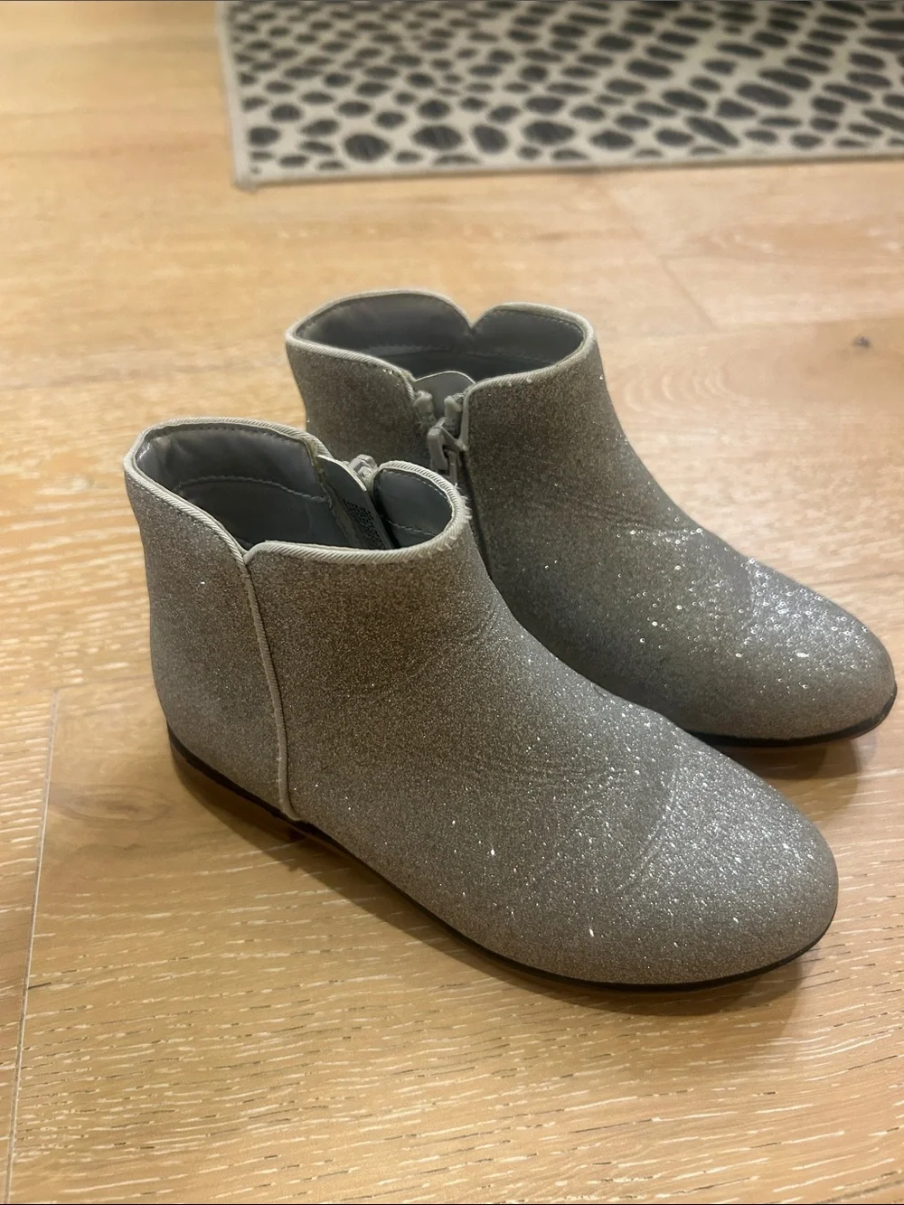 Girls' Glitter Ankle Boots - Silver - size 12